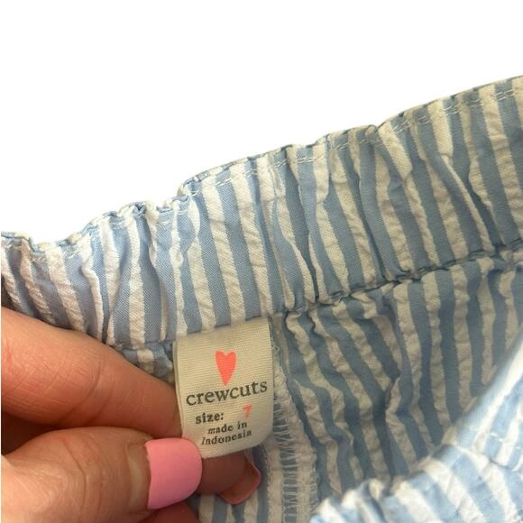 CREWCUTS Girls Seersucker Ruffle Shorts Size 7 - Picture 3 of 4